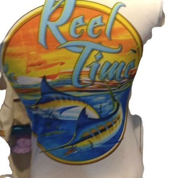 Reel Time White Long Sleeve Key‎ West Graphic Tee Men's Size Medium - Picture 5 of 7